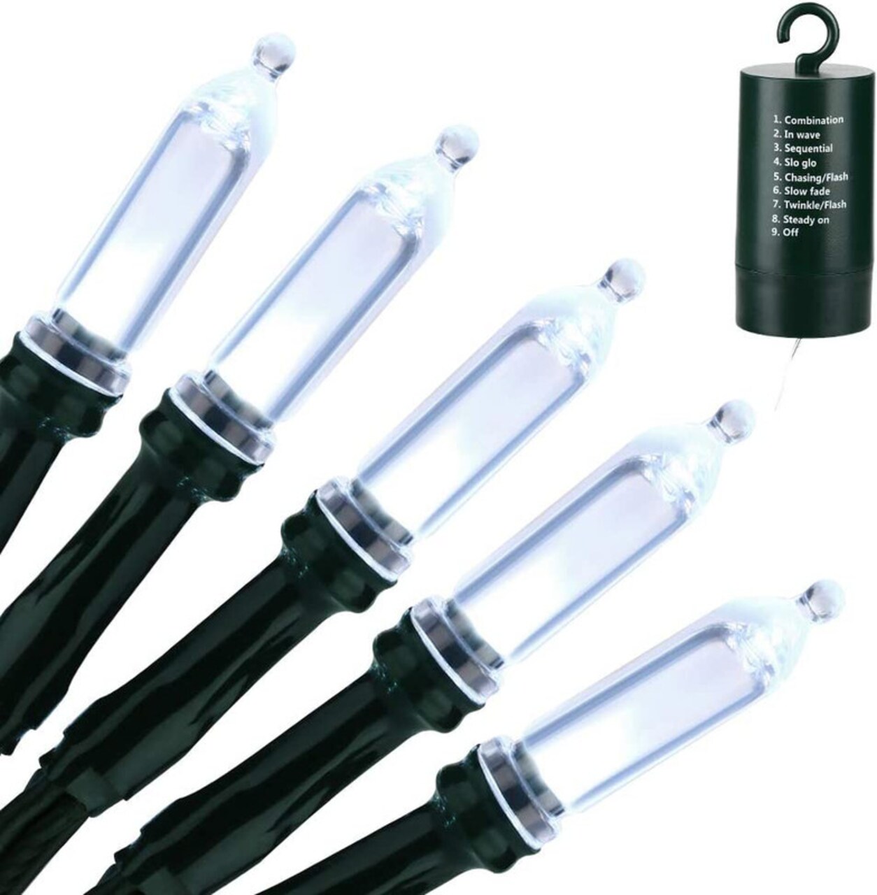 20 LED M5 Lights - 4" Bulb Spacing - 7.2 ft Length Cable - Battery Operated with 9 Lighting Modes - Versatile Indoor Decorative Lighting - Designed for Indoor Use Only